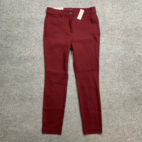 Loft Pants Womens Womens 4 Burgundy Sutton Skinny Stretch Slash Pockets Ankle - Picture 2 of 15